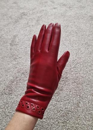 Finnemax gloves женские кожаные бордовые / бургунди перчатки