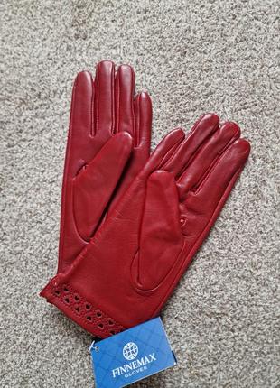 Finnemax gloves женские кожаные бордовые / бургунди перчатки