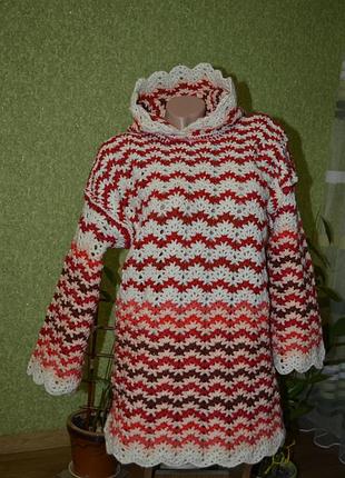 Теплая цветная туника. ручной работы