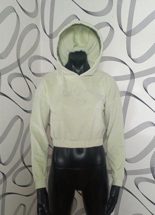 Сточный женский кропхуди велюр со спущенным плечом, тм fb sister, xs