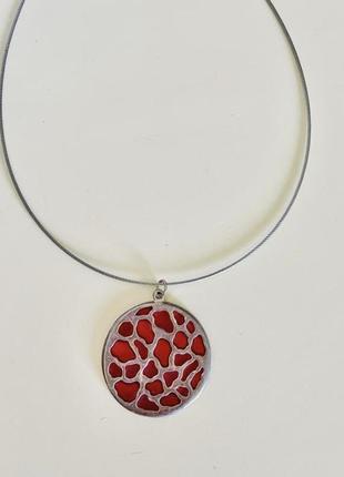 Винтажная подвеска кулон эмаль на струне!!!