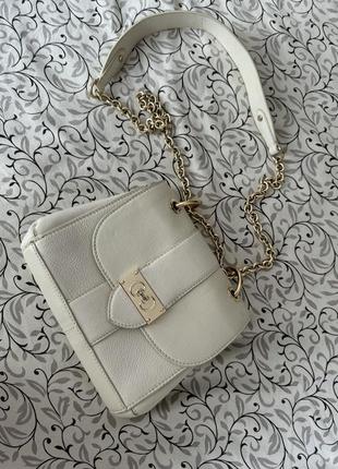 Біла маленька брендова сумочка rossi genuine leather
