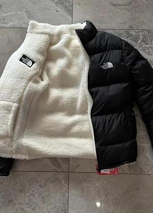 Куртка зимняя мужская двухсторонняя the north face на овчине до -25°c пуховик зимний на меху зе норд фейс