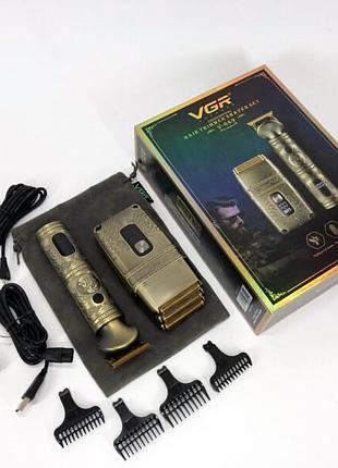Провідний професійний набір машинка для стрижки та шейвер vgr v-649, чоловічий акумуляторний тример