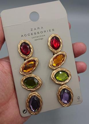 Шикарные длинные разноцветные серьги zara accestories