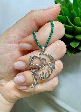 Серебряная подвеска ручной работы веселое слоненок