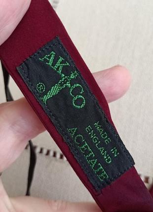 Трендова чоловіча краватка метелик англійської о бренду acko кольору бургунді4 фото