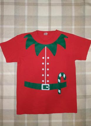 Новорічна футболка помічника санта клауса, футболка ельфа