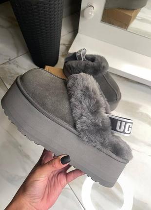 Угги серые на платформе с резинкой ugg