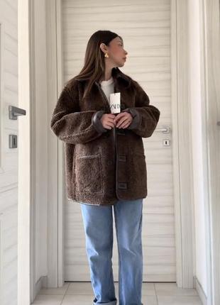 Двусторонняя дубленка zara, кожух зара, дубленка зара