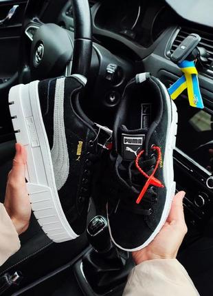 Женские кроссовки puma mayze черные (белая подошва)