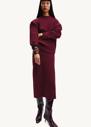 Юбка женская бордовая трикотажная zara new