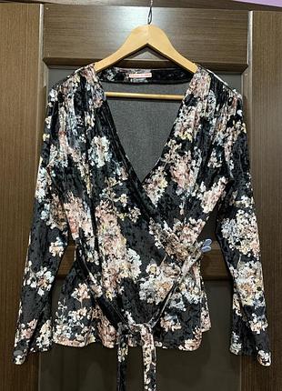 Оксамитова блузка кофта на запах