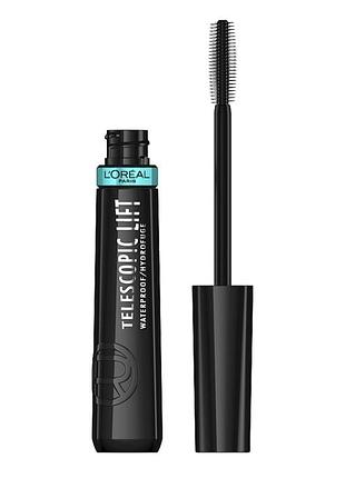 Водостойкая тушь для телескопического удлинения и объема ресниц l'oreal paris telescopic lift waterproof mascara