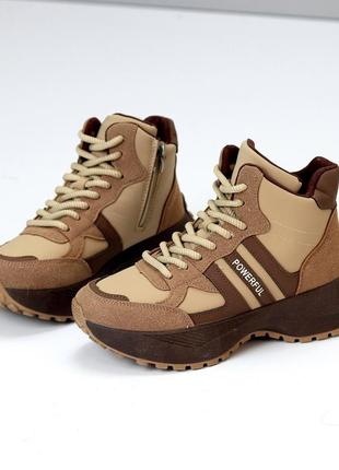 Хайтопи, зимові кросівки жіночі шоколад