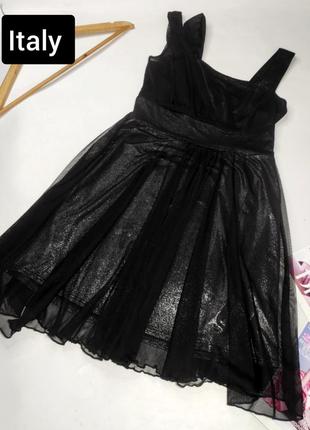 Платье женское черная мини клеш фатин на широких бретелях от бренда italy s