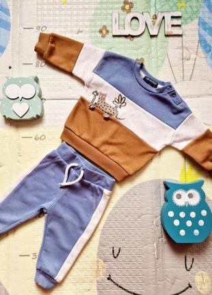 Спортивный теплый костюм primark 3-6 м человечек батник штаны