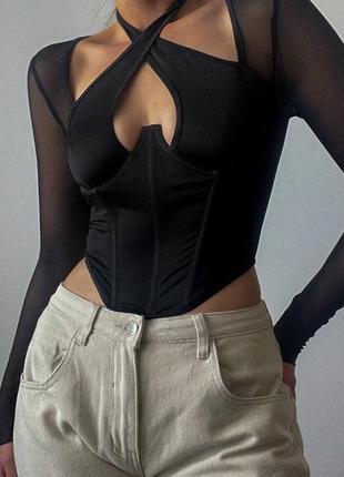 Топ корсетного типу з горловиною халтер