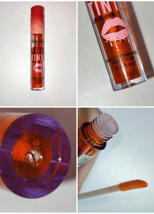 Тінт для губ прозорий світлий великий довгий для фотосесії макіяж червона помадка морквяний baolishi tints tint тинт блиск матовий татуаж