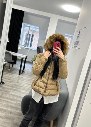 Женская куртка zara бежевая/ зимняя женская куртка