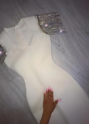 Роскошное утягивающее бандажное платье камни стразы бахрома люкс