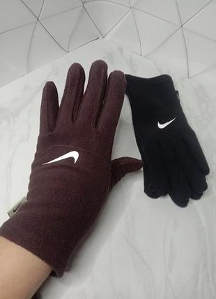 Коричневые, шоколадные перчатки перчатки флис, сенсорные теплые