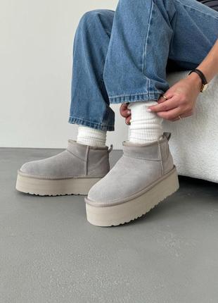 Угги угги угги ugg classic ultra mini platform xl grey