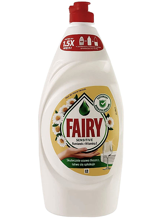 Засіб для миття посуду fairy sensitive вітамін е та ромашка 900 мл