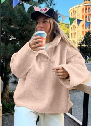 Худи женское теплое меховое тедди   2 цвета onesize (42-46)  rin4952-562iве