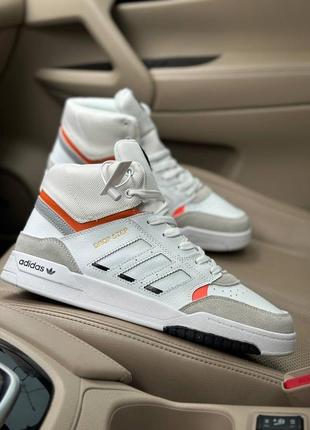 Мужские кроссовки adidas drop step mid fur white orange