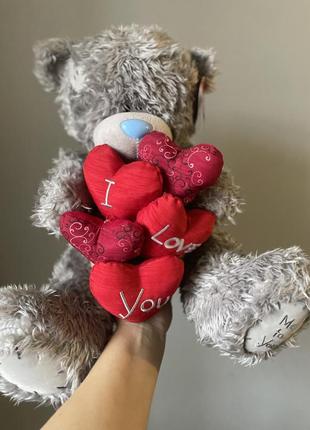 35 см оригінал ведмедик тедді mty тримає сердечка 5 шт i love you