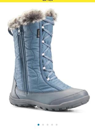 Детские сапоги sh500 x-warm для зимнего туризма водонепроницаемые quechua 35 размвр