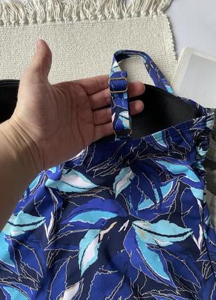 3xl элегантный слитный купальник со сборочкой на животе в синих тонах с утяжкой и чашками3 фото