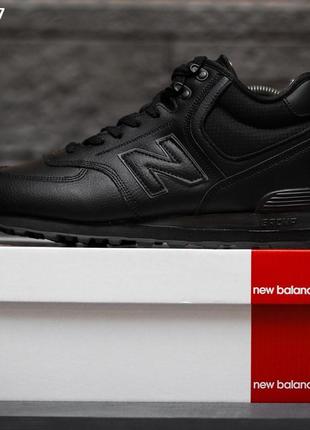 Зимние меховые теплые кроссовки (ботинки) new balance 574 black (черные) зима4 фото