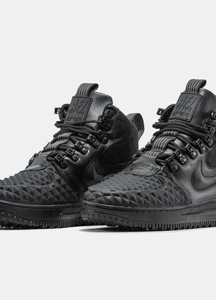 Зимові теплі чоловічі  черевики хутро/мех nike  duckboot (чорні) зима прошиті топ якість