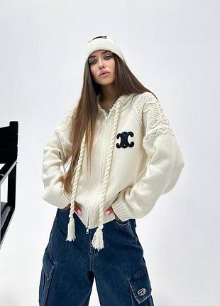 Кофта подceline вязаная худи с капюшоном на застежке