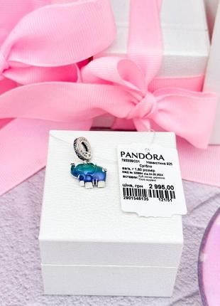 Серебряная бусина-подвеска pandora «слон»