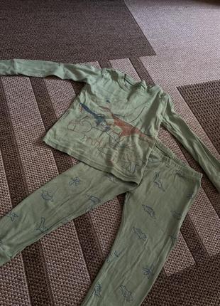 Піжамка carter’s на хлопчика діно динозаври 2т салатова зелена домашній комплект