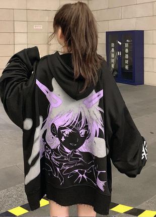 Худи y2k с аниме принтом харадзюка очень оверсайз2 фото