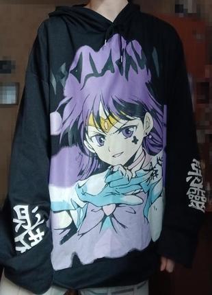 Худи y2k с аниме принтом харадзюка очень оверсайз4 фото