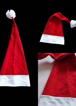 Новогодняя шапка на новый год шапочка дед мороз санта клаус 🎅 резьбовая фотосессия колядники шапуля рождественская красная классическая