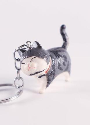 Брелок для ключів сіро-білий котик 4.5 см