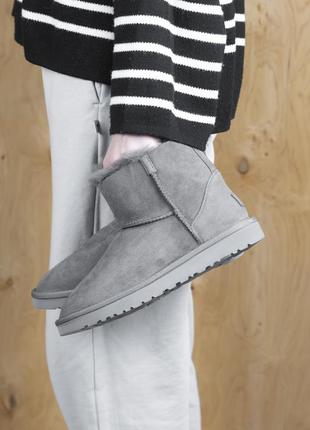 Женские зимние серые ugg bailey zip grey / угги угги утепленные мехом / угг натуральные овчина / угги утепленное мех с мехом натуральные