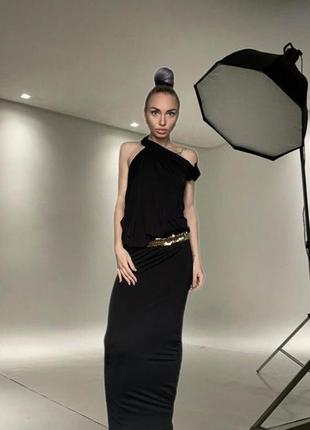 Женское черное платье в пол 🖤