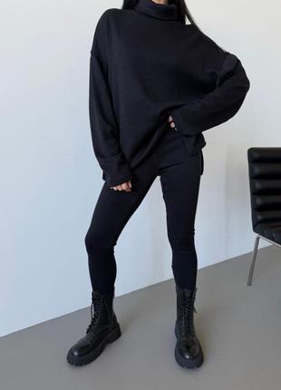 Трендовый теплый ангоровый костюм свитер и лосины мягкий комплект удобный