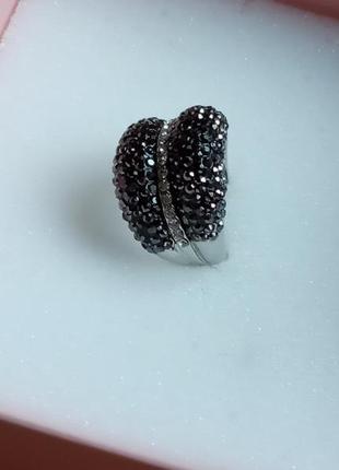 Роскошное массивное кольцо кольца 17 р. с дымчатыми кристаллами италия перстень2 фото