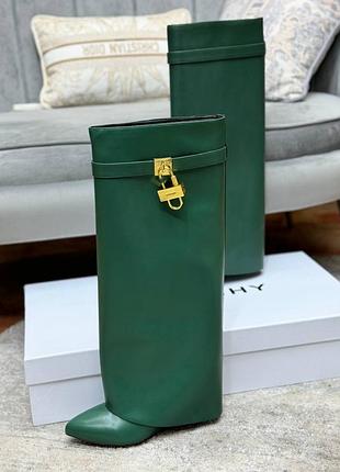 💚💚сапоги женские ботфорты зеленые givenchy shark lock 100💚💚