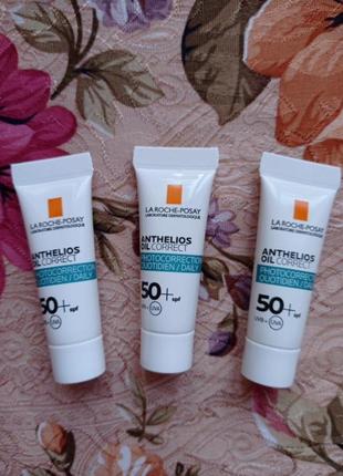 Набор из 3х пробников la roche-posay anthelios oil correct солнцезащитный корректирующий гель-крем для проблемной кожи лица