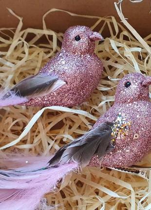 Новогодние игрушки птицы, 2 шт