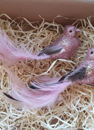 Новогодние игрушки птицы, 2 шт